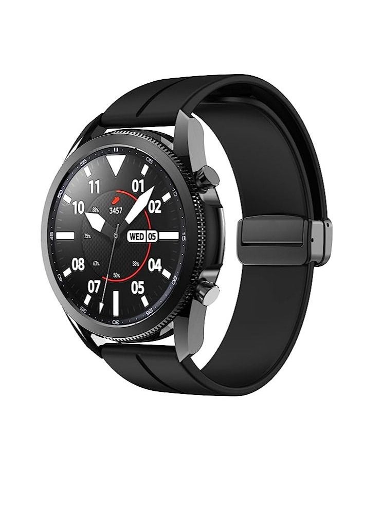 Generic - 22mm Silicone Strap With Magnetic Folding Buckle For Xiaomi Watch S1/S1 Active/Mi Watch - Black - Image 1