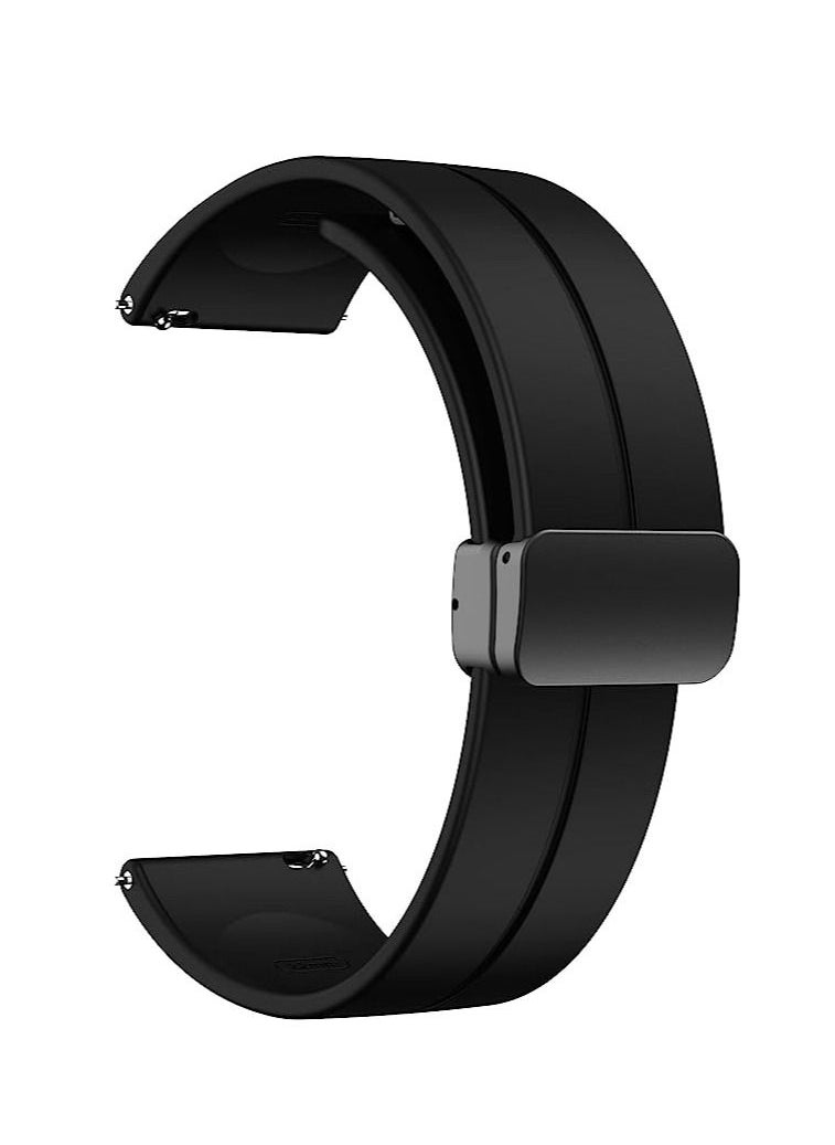 Generic - 22mm Silicone Strap With Magnetic Folding Buckle For Xiaomi Watch S1/S1 Active/Mi Watch - Black - Image 1