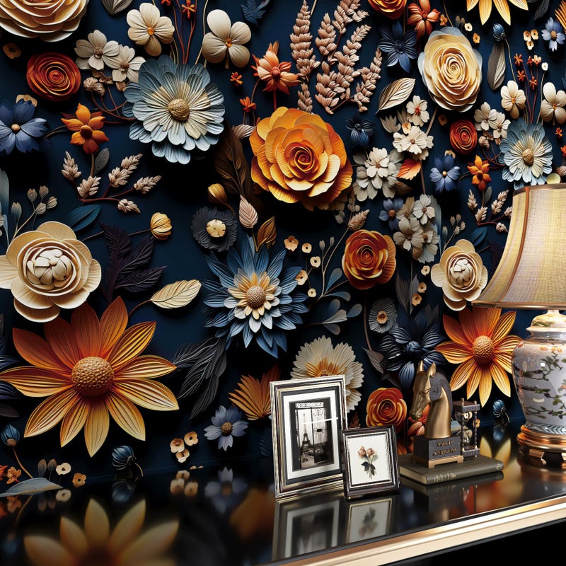 FunStick Off White 3D Floral Wallpaper Peel and Stick Embossed Flower Wallpaper for Bedroom Removable White Contact Paper Peel and Stick Wall Paper Decor for Bathroom Walls Cabinets Ceiling 17.5"x118" - Image 2