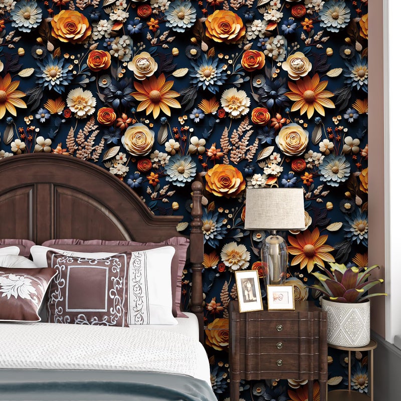 FunStick Off White 3D Floral Wallpaper Peel and Stick Embossed Flower Wallpaper for Bedroom Removable White Contact Paper Peel and Stick Wall Paper Decor for Bathroom Walls Cabinets Ceiling 17.5"x118" - Image 4