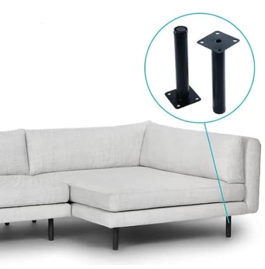 Zohra Hardware 4 Pcs Metal Adjustable Straight Shaped Furniture Legs Latest Style Coffee Table Sofa Feet Kitchen Table Legs Bathroom Cabinet Cupboard Feet Black 5 inch  - Image 2