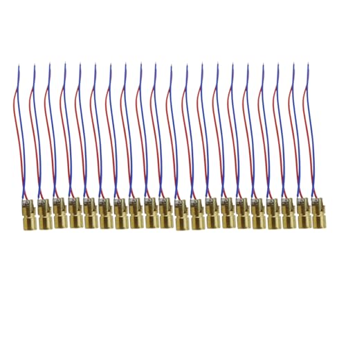 Ferwooh 20PCS DC 5V 650nm 5mW 20 mA Red Dot Diode Copper semiconductor laser tube with Leads Head Point Shape Outer Diameter 6mm - Image 1