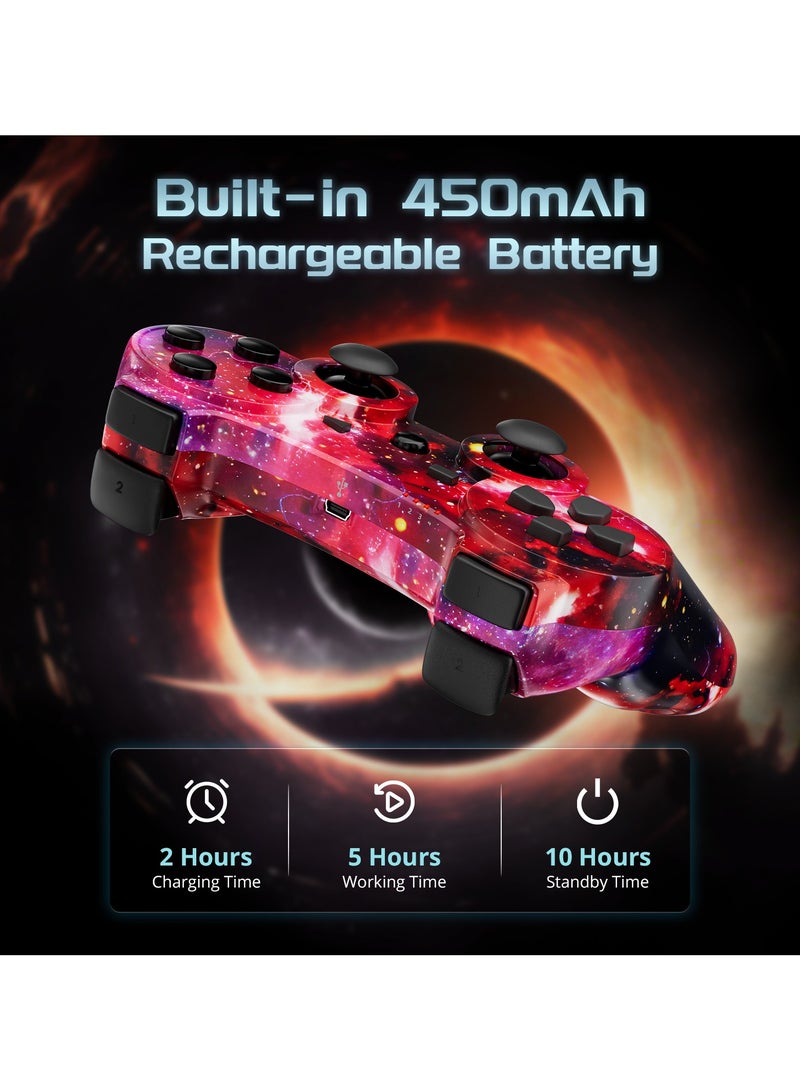 Wireless Controller for PS3 Support Double Vibration 6-Axis Motion Compatible with PS 3/Pc Blue And Red, 2 Pieces - Image 3