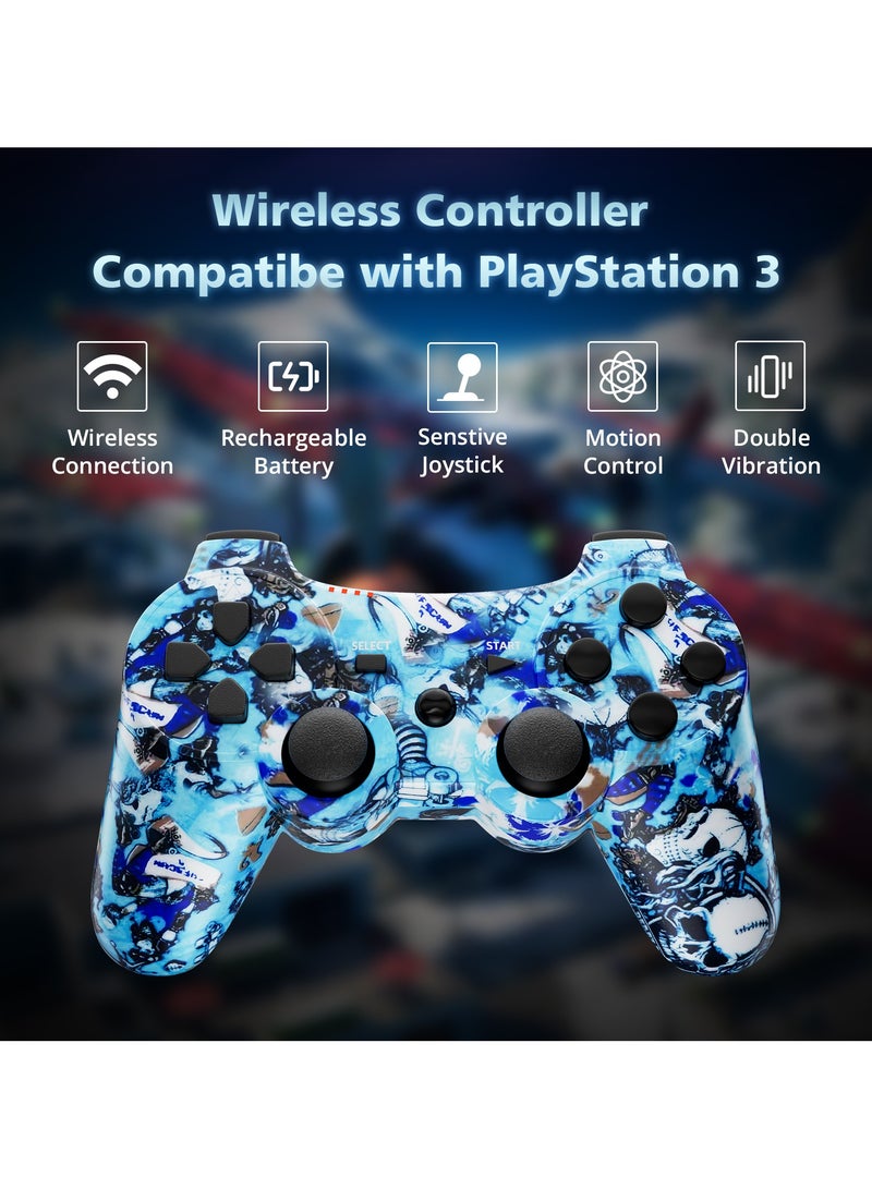 Wireless Controller for PS3 Support Double Vibration 6-Axis Motion Compatible with PS 3/Pc Blue And Red, 2 Pieces - Image 5