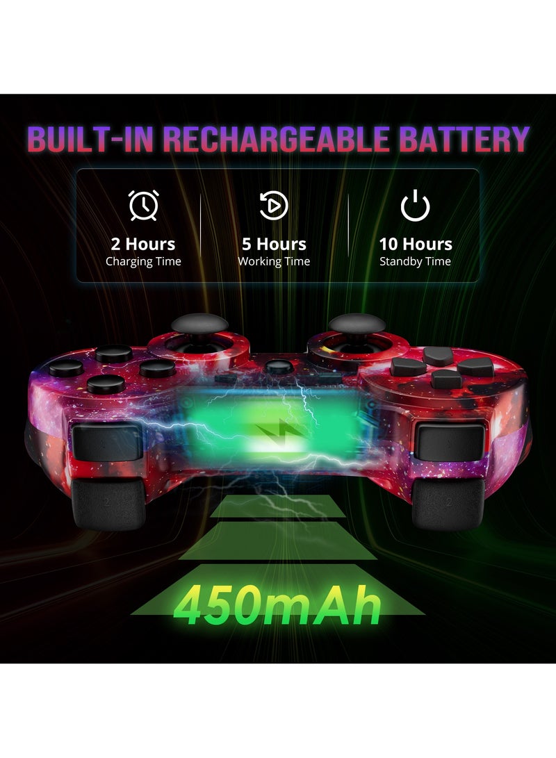 Wireless Controller for PS3 Support Double Vibration 6-Axis Motion Compatible with PS 3/Pc Blue And Red, 2 Pieces - Image 4