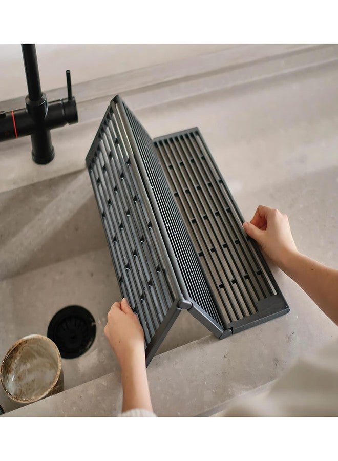 Divik Dish Drying Rack Over Sink Mat - Folding Kitchen Drainer Mat - Fruit & Vegetable Drain Rack, Adjustable Rack for Washing Dishes Drying Rack (1Pcs) - Image 4