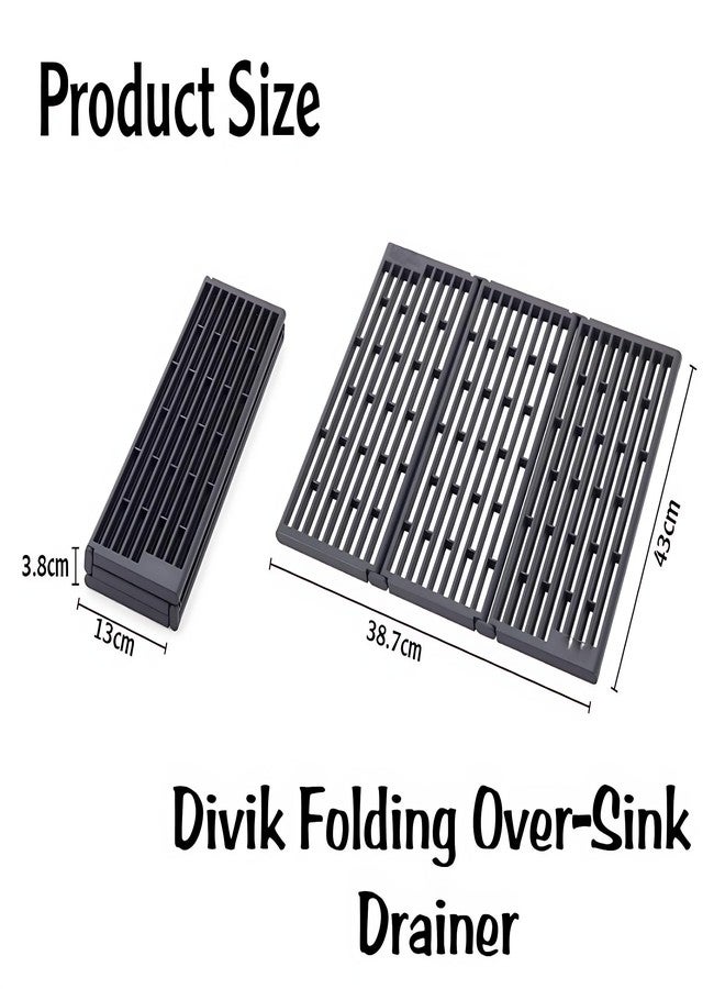 Divik Dish Drying Rack Over Sink Mat - Folding Kitchen Drainer Mat - Fruit & Vegetable Drain Rack, Adjustable Rack for Washing Dishes Drying Rack (1Pcs) - Image 2
