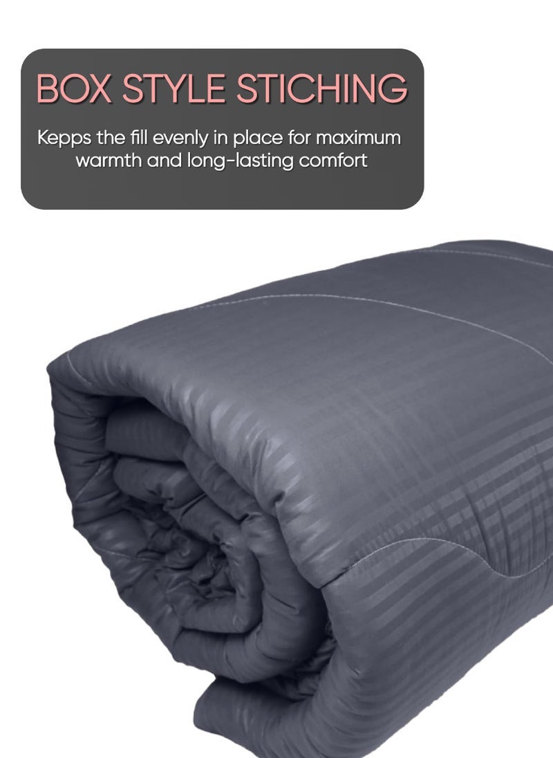 Blueberry Dark Grey Colour Duvet Insert Quilted Plain Cotton240x260cm - Image 4