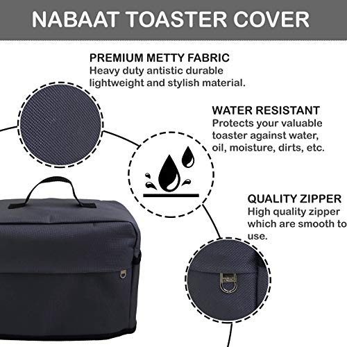 Nabaat 2 slice Toaster cover with pockets to hold jam spreader knife & toaster tongs,dust and fingerprint protection (Grey) - Image 2