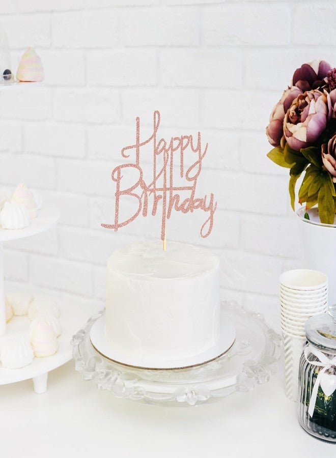 Sotpot Happy Birthday Cake Topper Rose Gold Glitter Happy Birthday Cake Decoration for Birthday Anniversary Party Cake Decorations Supplies - Image 5