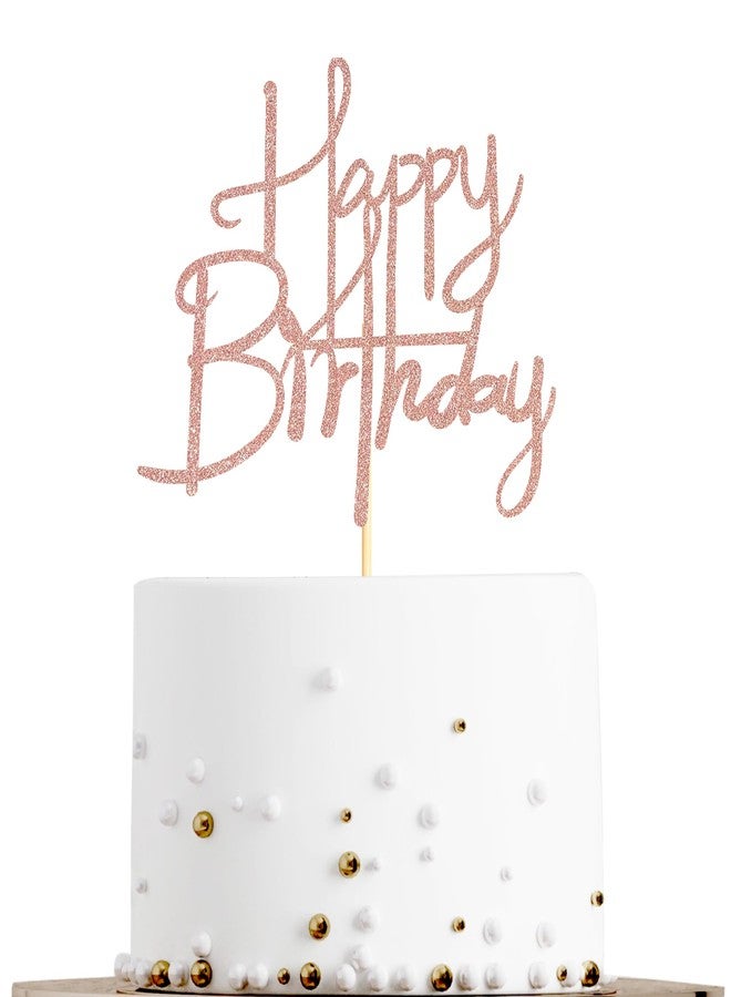 Sotpot Happy Birthday Cake Topper Rose Gold Glitter Happy Birthday Cake Decoration for Birthday Anniversary Party Cake Decorations Supplies - Image 1