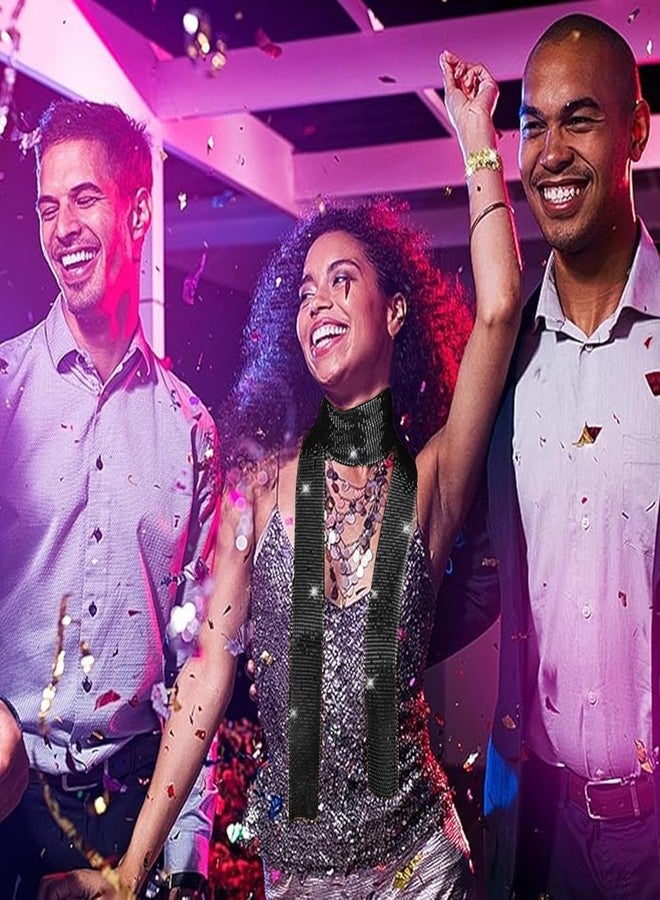 Ylucky Women Glitter Sequin Neck Tie Scarf Sparkle Metal Long Skinny Shawl Neckerchief for Evening Swim Party Club - Image 4