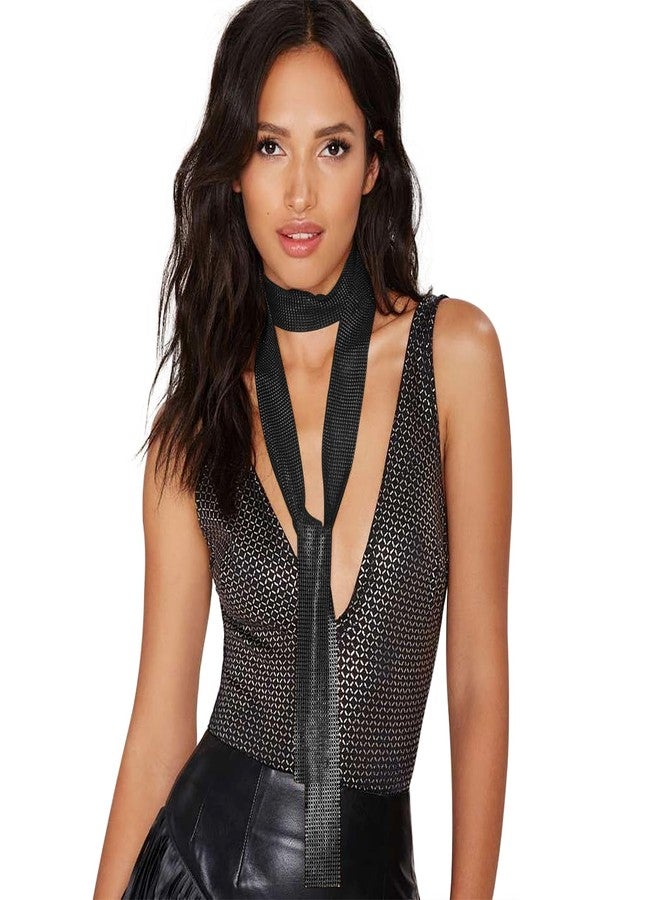 Ylucky Women Glitter Sequin Neck Tie Scarf Sparkle Metal Long Skinny Shawl Neckerchief for Evening Swim Party Club - Image 2