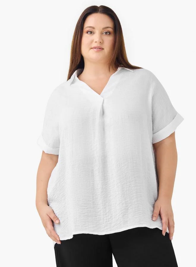 Ulla Popken Plus Size Ulla Popken Pleat Front Top