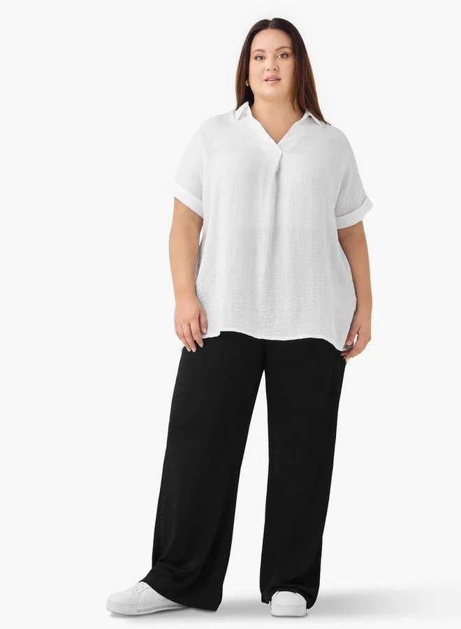 Ulla Popken Plus Size Ulla Popken Pleat Front Top