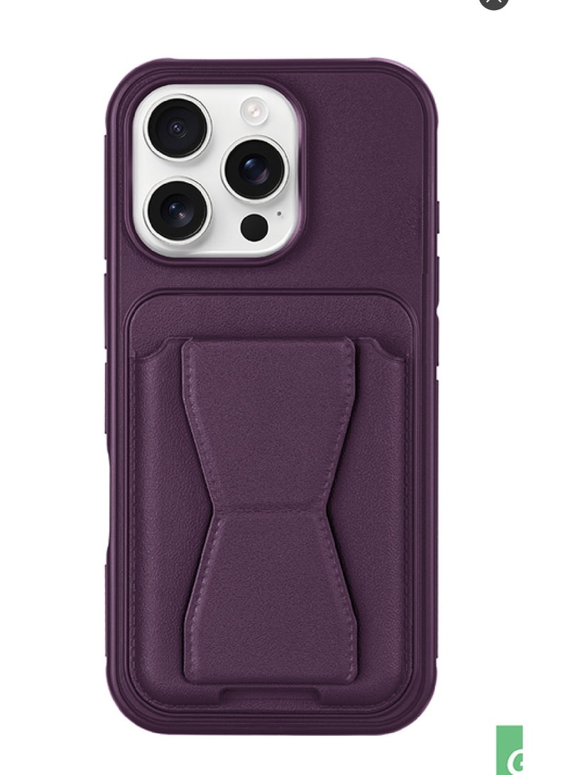 جراب جلد مع حامل وفتحة بطاقة لهواتف iPhone 15 / 15 Pro - Image 1