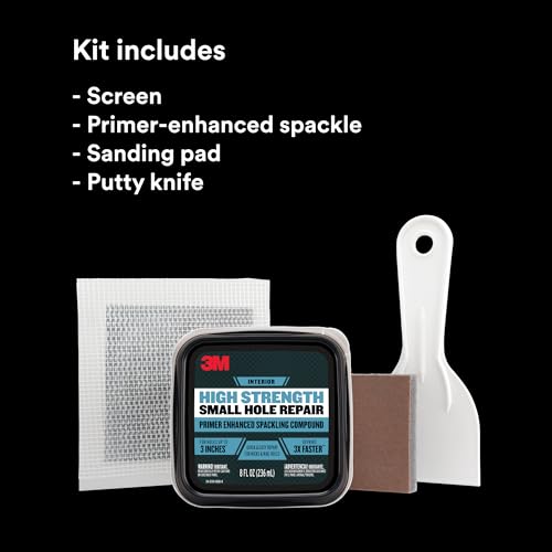 3M High Strength Small Hole Repair Kit, Inlcudes Spackling Compound, Putty Knife, Sanding Sponge, and Self-Adhesive Patch, For Hole Repairs Up To 3" in Diameter, Easy Wall Repair (SHR-KIT) - Image 5