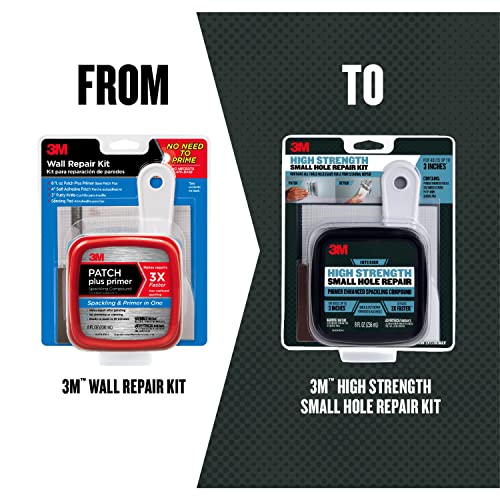 3M High Strength Small Hole Repair Kit, Inlcudes Spackling Compound, Putty Knife, Sanding Sponge, and Self-Adhesive Patch, For Hole Repairs Up To 3" in Diameter, Easy Wall Repair (SHR-KIT) - Image 2