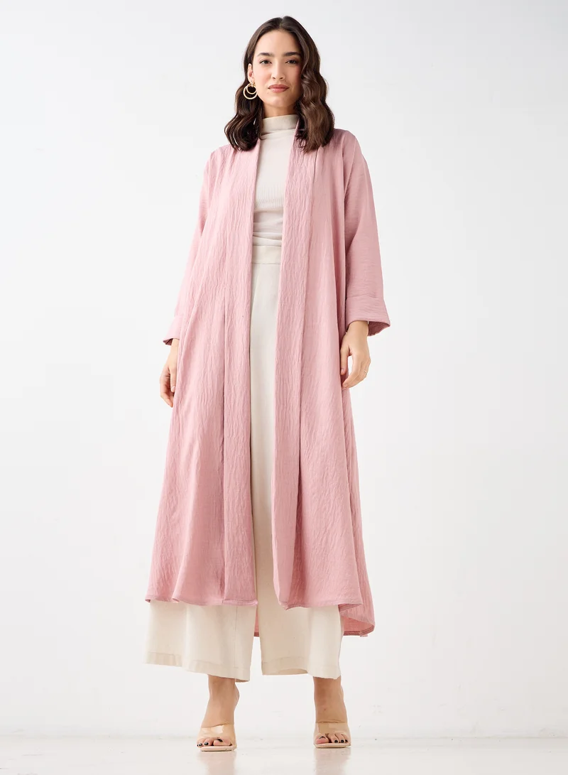Hadiyath Al Madinah Pink Open Abaya - HM