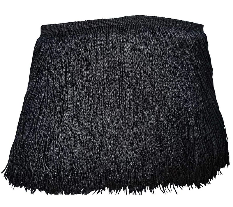 LauthenS 10 Yards of 6 Chainette Fringe Trim Tassel Sewing Trim for DIY Craft Latin Dress Lamp Shade Decoration Black
