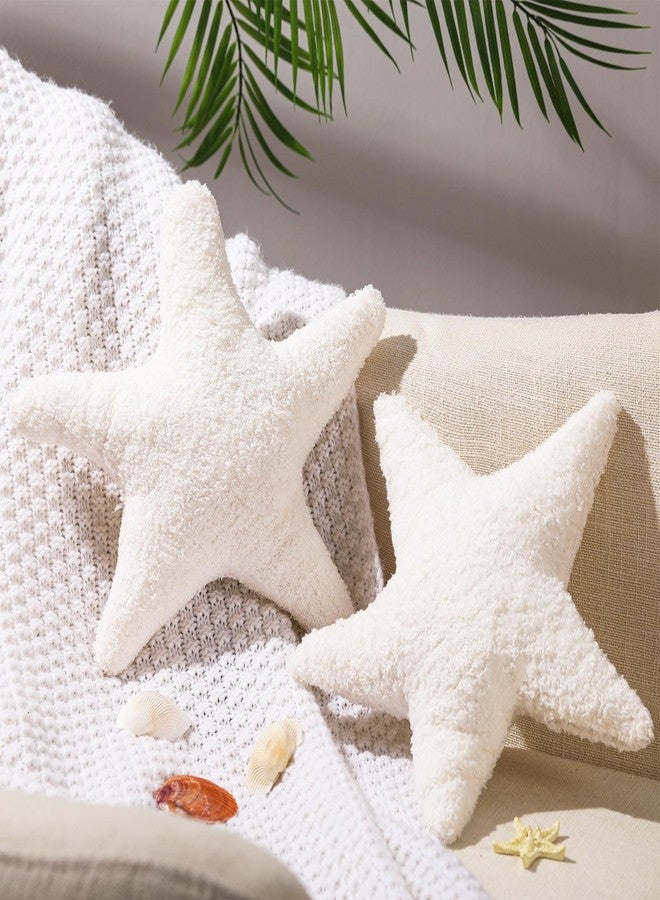 Yuntau 2 Pieces Starfish Throw Pillows Starfish Shaped Pillows 11.8" Cuddly Huggable Plush Floor Cushions Room Decor for Birthday Bedroom Sofa Couch Gift Bedroom - Image 1