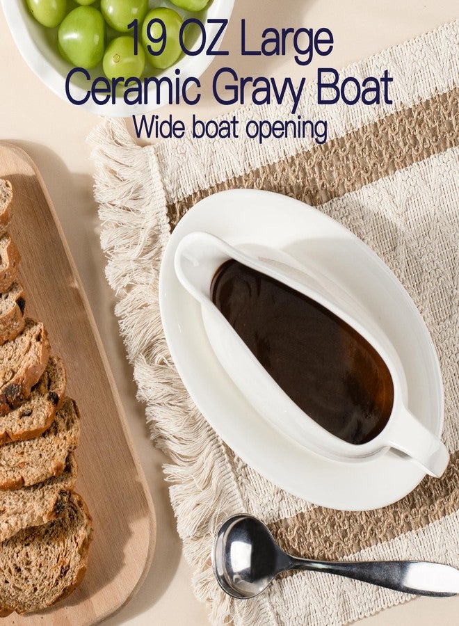 Dizada وعاء مرق مع صحن سعة 19 أونصة، طقم أوعية مرق سيراميك مع صينية (قطعتان)، وعاء مرق للديك الرومي، موزع مع صينية للصلصات، اللحم البقري، تتبيلة السلطة، الكريمة، المرق، أوعية مرق آمنة للاستخدام في الميكروويف وغسالة الصحون - Image 5