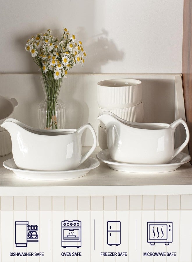 Dizada وعاء مرق مع صحن سعة 19 أونصة، طقم أوعية مرق سيراميك مع صينية (قطعتان)، وعاء مرق للديك الرومي، موزع مع صينية للصلصات، اللحم البقري، تتبيلة السلطة، الكريمة، المرق، أوعية مرق آمنة للاستخدام في الميكروويف وغسالة الصحون - Image 4