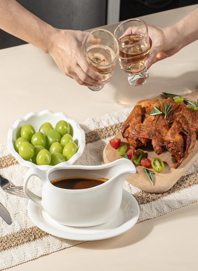 Dizada وعاء مرق مع صحن سعة 19 أونصة، طقم أوعية مرق سيراميك مع صينية (قطعتان)، وعاء مرق للديك الرومي، موزع مع صينية للصلصات، اللحم البقري، تتبيلة السلطة، الكريمة، المرق، أوعية مرق آمنة للاستخدام في الميكروويف وغسالة الصحون - Image 3