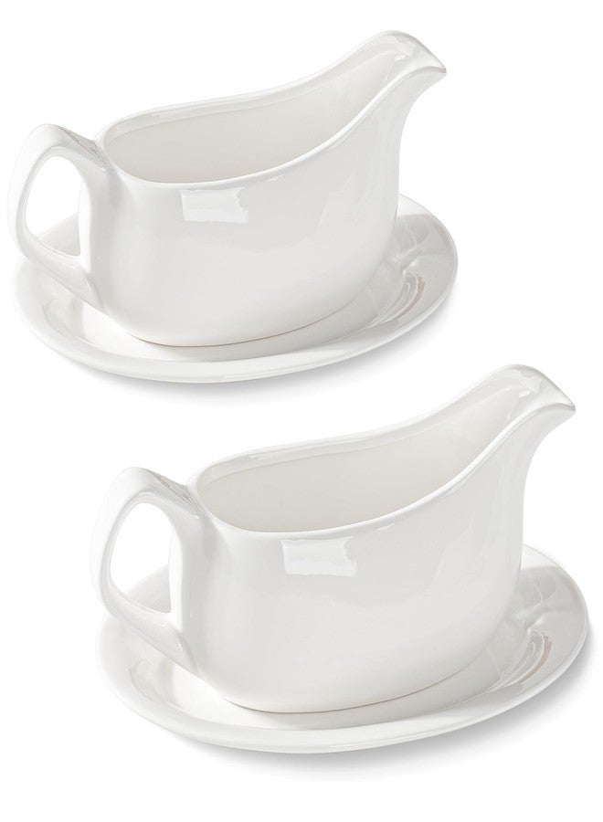 Dizada وعاء مرق مع صحن سعة 19 أونصة، طقم أوعية مرق سيراميك مع صينية (قطعتان)، وعاء مرق للديك الرومي، موزع مع صينية للصلصات، اللحم البقري، تتبيلة السلطة، الكريمة، المرق، أوعية مرق آمنة للاستخدام في الميكروويف وغسالة الصحون - Image 1