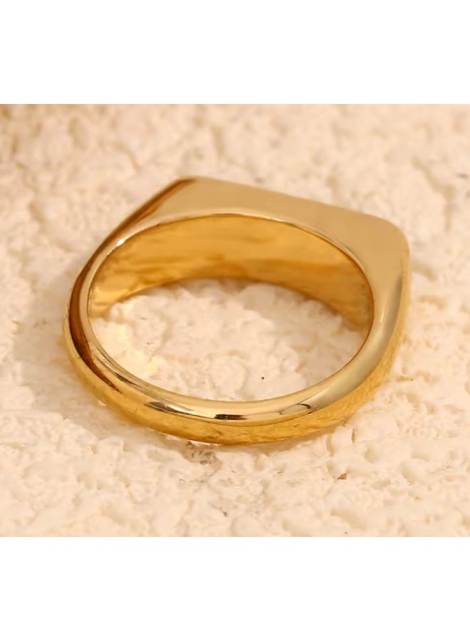 WARD MANIKAN Women's Ring Stainless Steel Gold Plated Signet Ring with Black Onyx Inlay Oval Shape Classic Band Style - Image 4