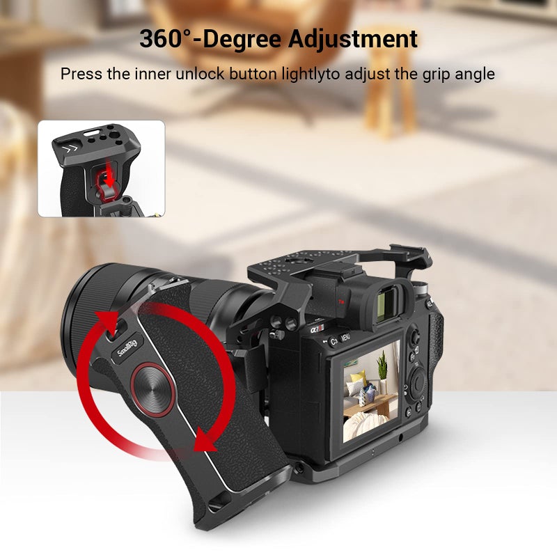 SmallRig Push-Button Rotating NATO Handle, Quick Release Handgrip for DLSR Camera Cage Kit, w/Built-in NATO Rail, Left Side - 3260 - Image 4