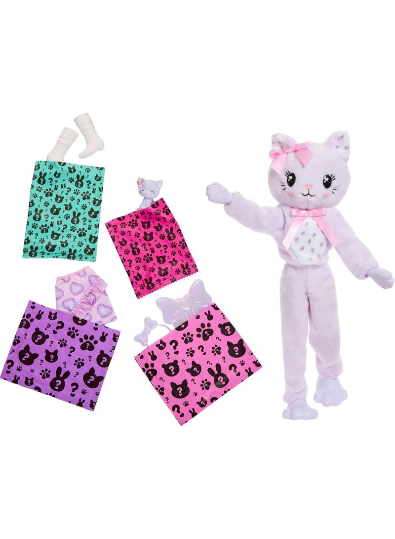 Barbie Cutie Reveal Doll & Accessories JJP64, Cuddly Series Kitten with 10 Surprises - Image 5