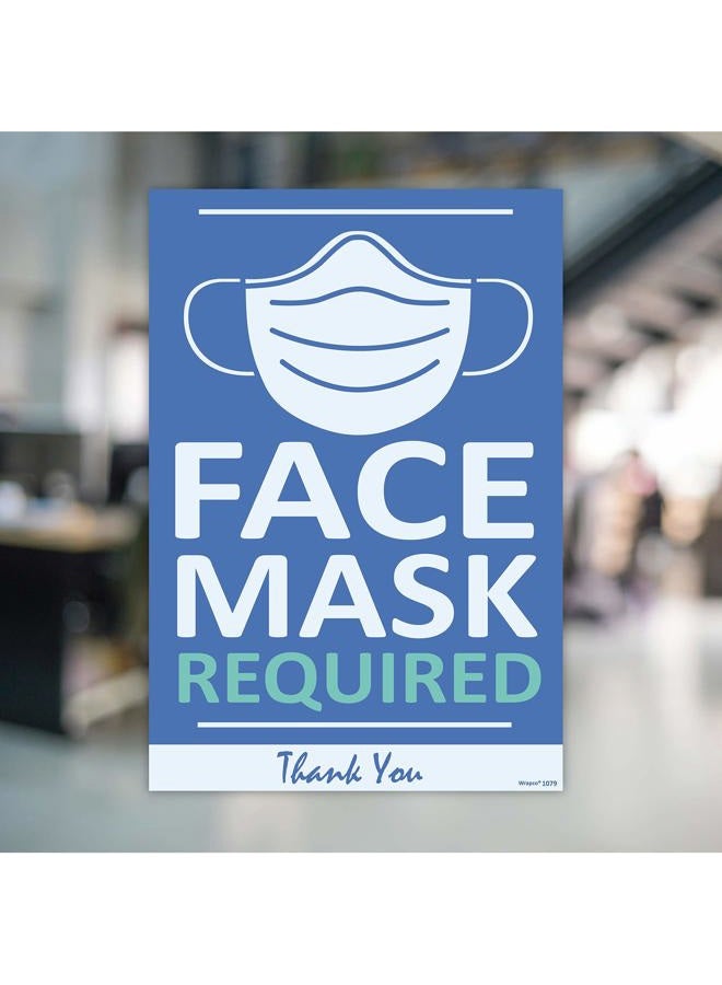 Wrapco (5) Pack Face Mask Required sign No Mask No Entry Sign 7 x 10 Sticker Posters For Business Please Wear Mask Sign Face Mask Required Decal Sign - Image 3