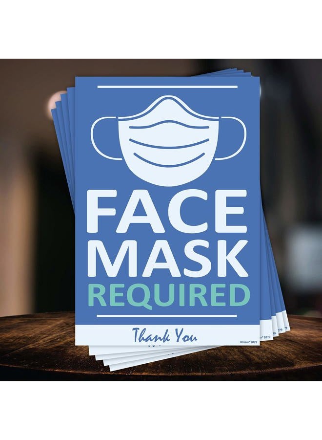 Wrapco (5) Pack Face Mask Required sign No Mask No Entry Sign 7 x 10 Sticker Posters For Business Please Wear Mask Sign Face Mask Required Decal Sign - Image 2