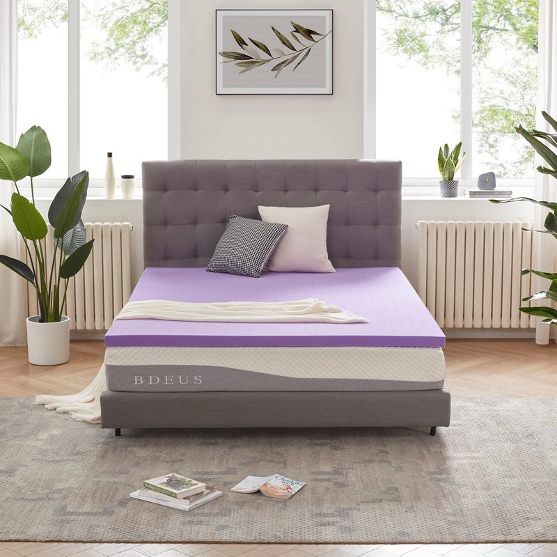 SINWEEK SINWEEK 2 Inch Gel Memory Foam Mattress Topper Ventilated Soft Pressure Relieve Mattress Pad Breathable Bed Topper CertiPURUS Certified Full Size 