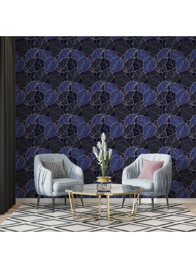 Home Gallery - Luxury Gold And Nature Leaf Collage Pattern Seamless Fabric Wallpaper Covers An Area ​​Up To 4.2Mx3M With Adhesive  And Smoothing Tool - Image 1