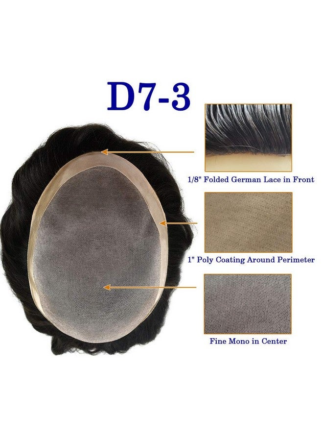 LUSH LOCKS Mono/Monofilament Hair Patch/Hair System/Real Hair Wig For Men Size:10X8 (Natural Dark Brown) #112  - Image 3