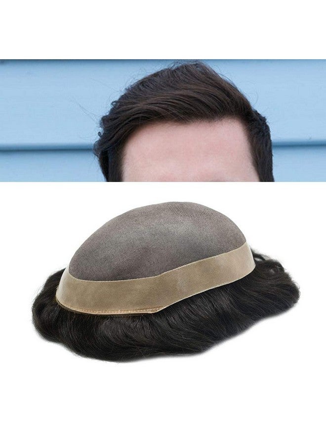 LUSH LOCKS Mono/Monofilament Hair Patch/Hair System/Real Hair Wig For Men Size:10X8 (Natural Dark Brown) #112  - Image 1