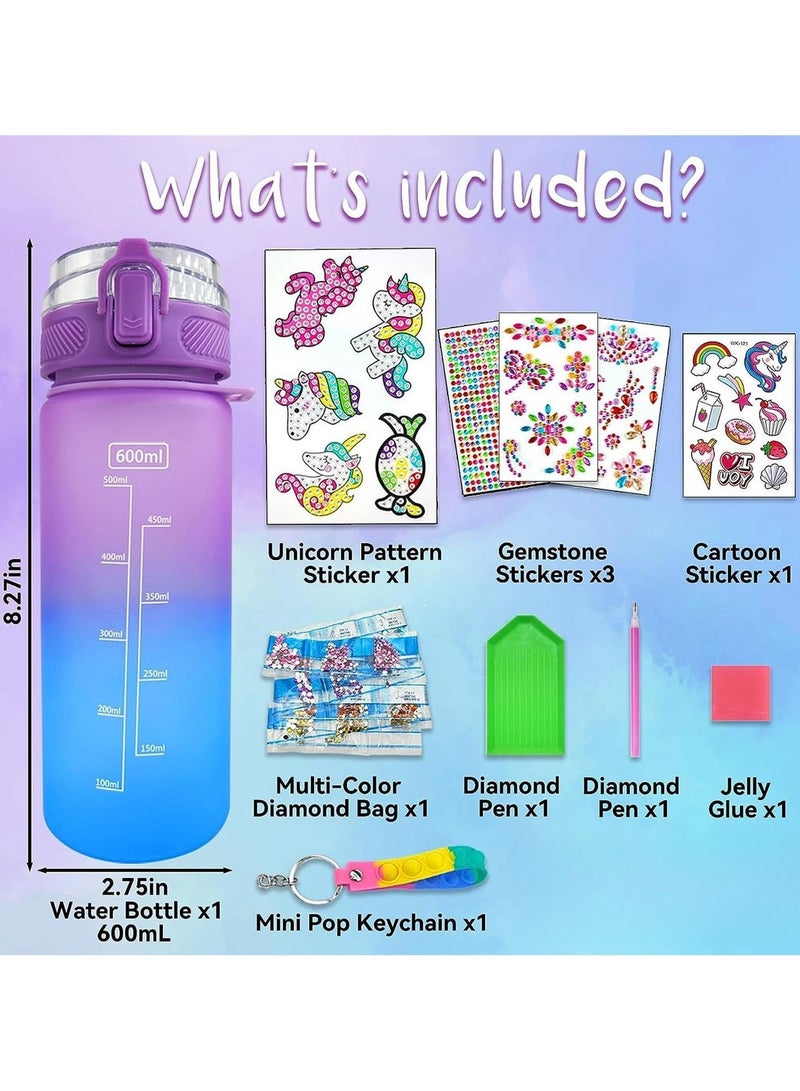 Wish Decorate Your Own Water Bottle Kits for Girls, Fun Arts and Crafts Gift Toys for Ages 3+, Gem Painting Crafts, Fun Arts and Crafts Gifts Toys for Girls Birthday (Purple) - Image 2