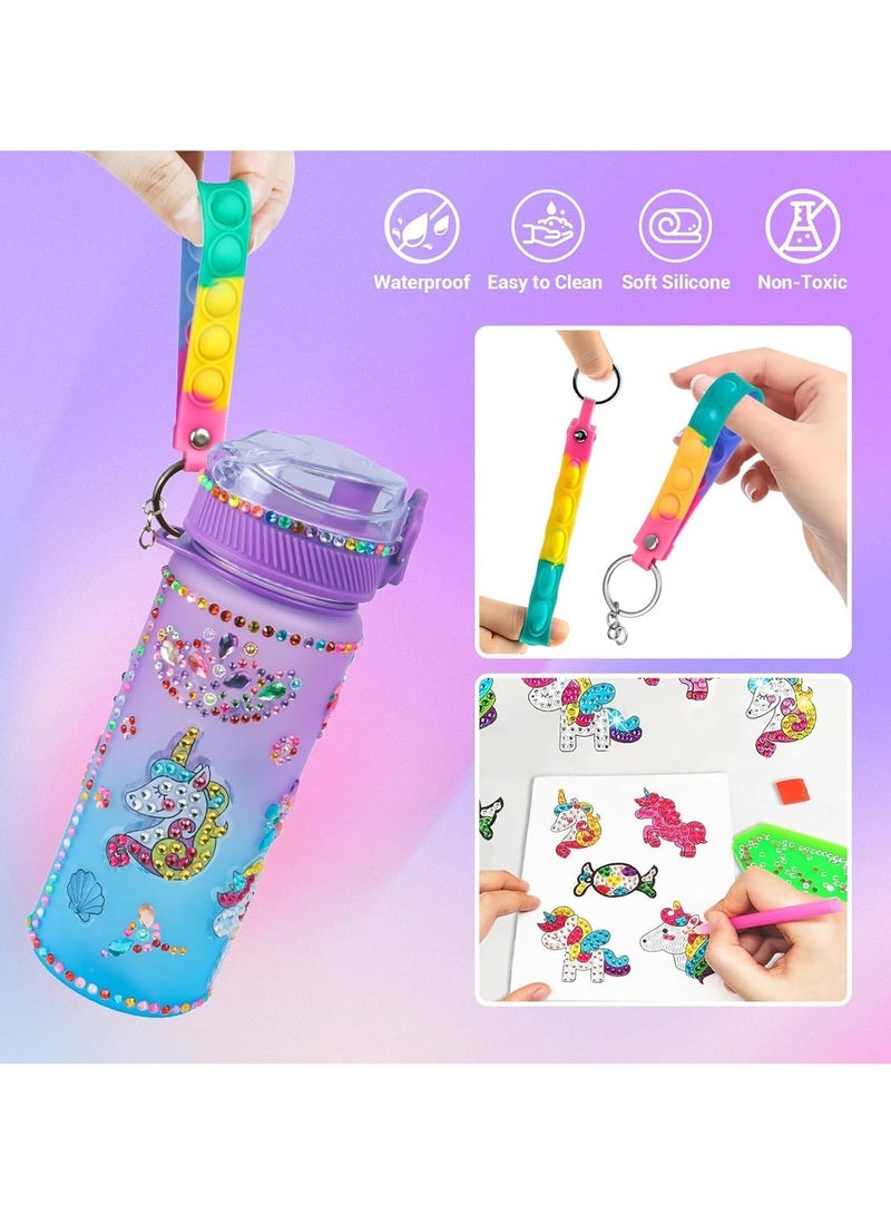 Wish Decorate Your Own Water Bottle Kits for Girls, Fun Arts and Crafts Gift Toys for Ages 3+, Gem Painting Crafts, Fun Arts and Crafts Gifts Toys for Girls Birthday (Purple) - Image 3
