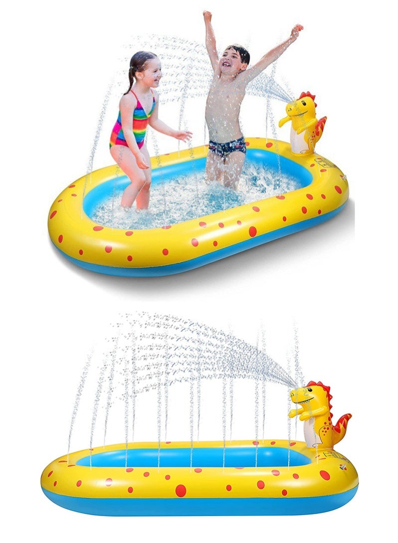 VUCATIN Inflatable Sprinkler Pool for Kids, 170cm Cute Dinosaur Sprinkler Kids Pool, Backyard Splash Pad Sprinkler Swimming Pool Outdoor Water Toys - Image 1