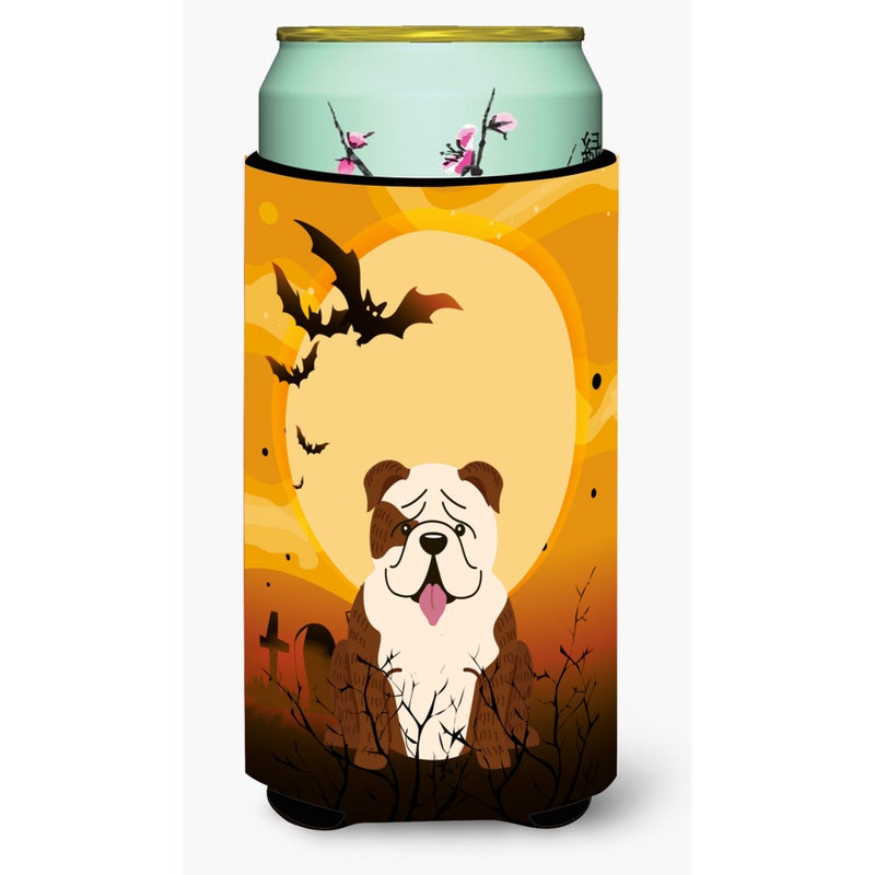 ""Caroline's Treasures Halloween English Bulldog Brindle White Tall Boy Beverage Insulator Hugger BB4387TBC  Multicolor""