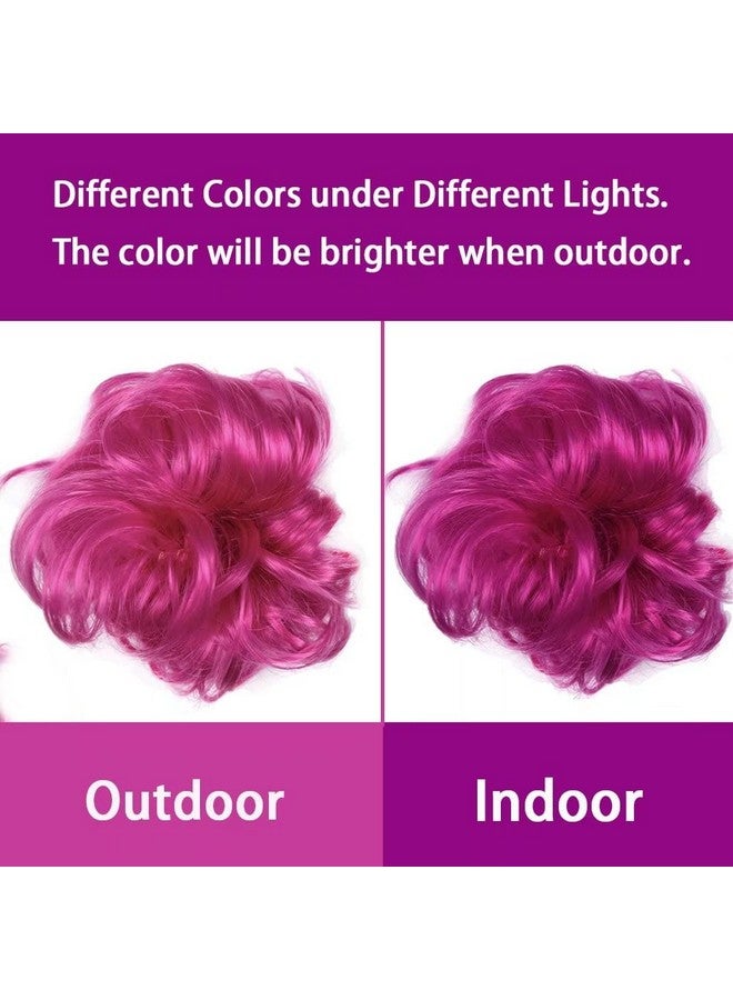 iLUU Luu Hot Pink Color Messy Hair Bun Chignons Synthetic Hair Extensions Wavy Updo Scrunchy Hairpieces Hair Extension For Beauty Women Girls Ladies Party Cosplay 2Pcs 8D - Image 3
