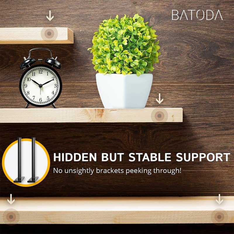 BATODA - 6" Floating Shelf Bracket Heavy Duty (8 pcs)-Solid Steel Blind Shelf Supports - Hidden Brackets for Floating Wood Shelves - Blind Shelf Support - Shelving Mounting Hardware Included (Pack 8) - Image 4