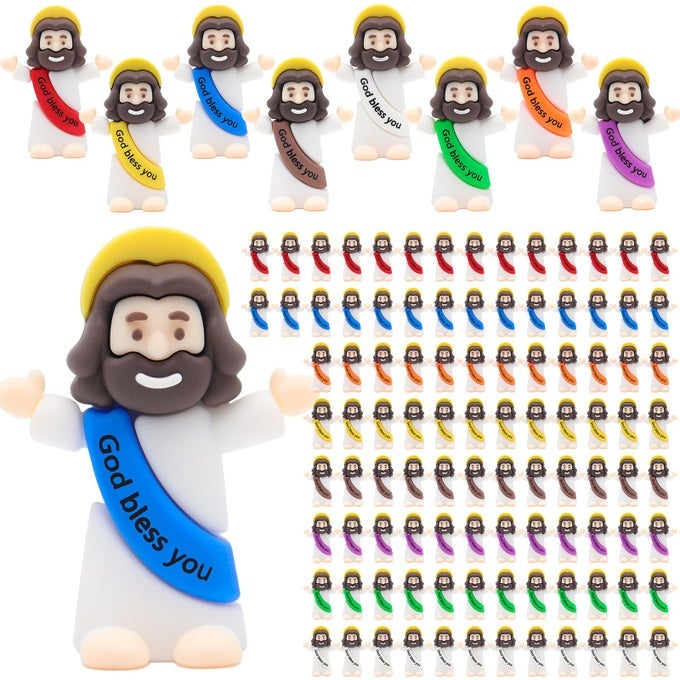 MINI JESUS FIGURES 100PCS TINY JESUS FIGURINES IN BULK LITTLE CLASSIC RELIGIOUS CHRIST SAVIOR JESUS DECOR FOR BAPTISM SUNDAY EASTER EGG STUFFERS