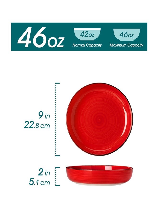 vancasso Pasta Bowls Set of 4, 46 oz Ceramic Salad Serving Bowls and Soup Bowls, Microwave Safe Pasta Plates, Large Shallow Kitchen Dishes, Bonita Series - Multicolor - Image 2