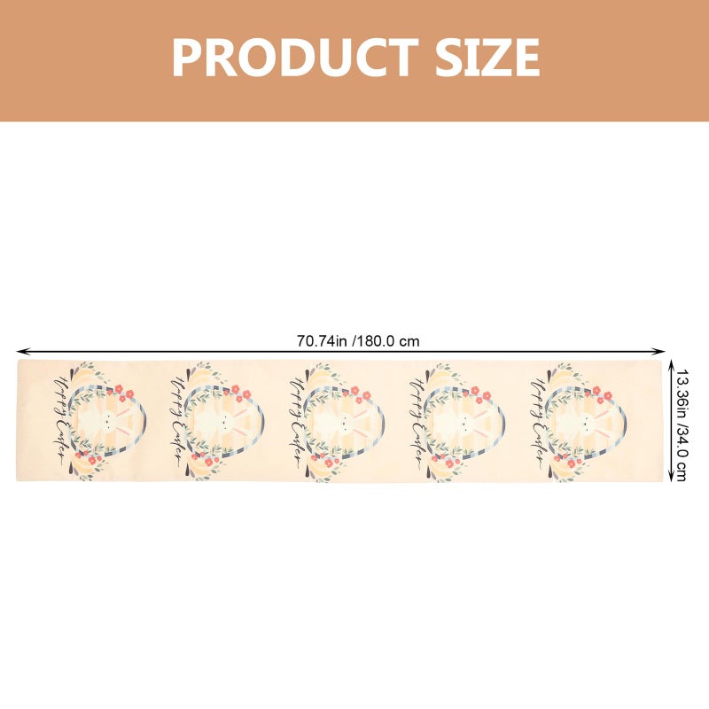 Linen Easter Table Runner Bunny Egg Pattern 33x180cm Spring Holiday Dining Decor - Image 3