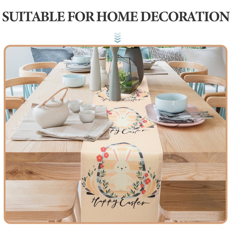 Linen Easter Table Runner Bunny Egg Pattern 33x180cm Spring Holiday Dining Decor - Image 4