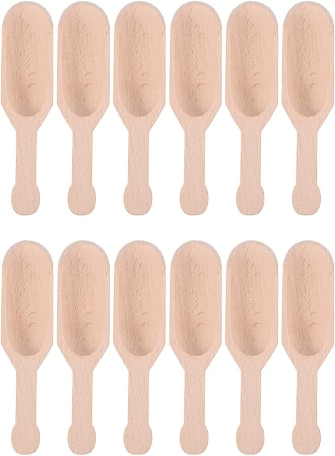 EXCEART 12 pieces flour scoop, tea scoop, salt spoon, tea shovel, spice scoop, coffee shovel, food scoop, mini wooden scoop for coffee, salt, sugar, spices, flour, spoon