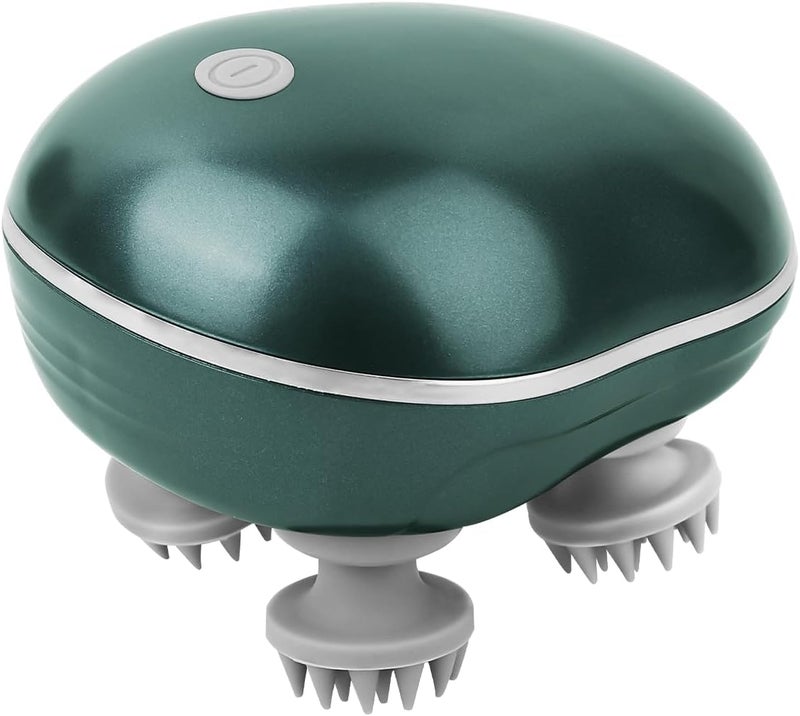 Electric Scalp Massager Hair Growth, Portable Head Scratcher Massager, Handheld Waterproof Head Massager Scalp Stress Relax, Cat Massager, Dog Massager, Green - Image 1